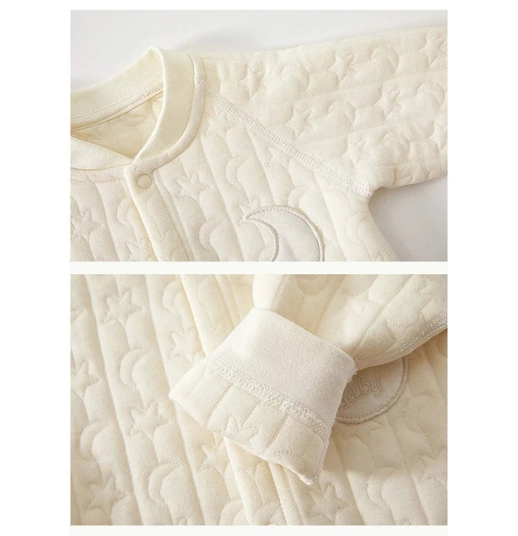 Baby Cotton Warm Jumpsuit – Soft Long-Sleeve Autumn & Winter Romper for Newborns    Mimou Babywear