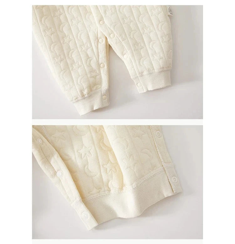Baby Cotton Warm Jumpsuit – Soft Long-Sleeve Autumn & Winter Romper for Newborns    Mimou Babywear