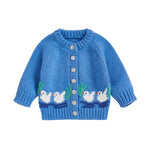 Baby Duck Knit Cardigan – Buttoned Cotton-Feel Sweater (12-36M)    Mimou Babywear