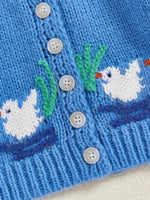 Baby Duck Knit Cardigan – Buttoned Cotton-Feel Sweater (12-36M)    Mimou Babywear