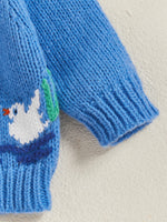 Baby Duck Knit Cardigan – Buttoned Cotton-Feel Sweater (12-36M)    Mimou Babywear