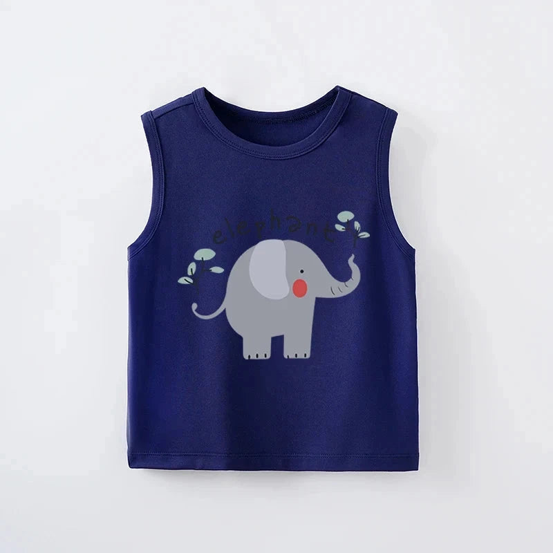 Baby Elephant Sleeveless Vest – Soft Cotton Tank Top for Boys & Girls (6-36M)    Mimou Babywear