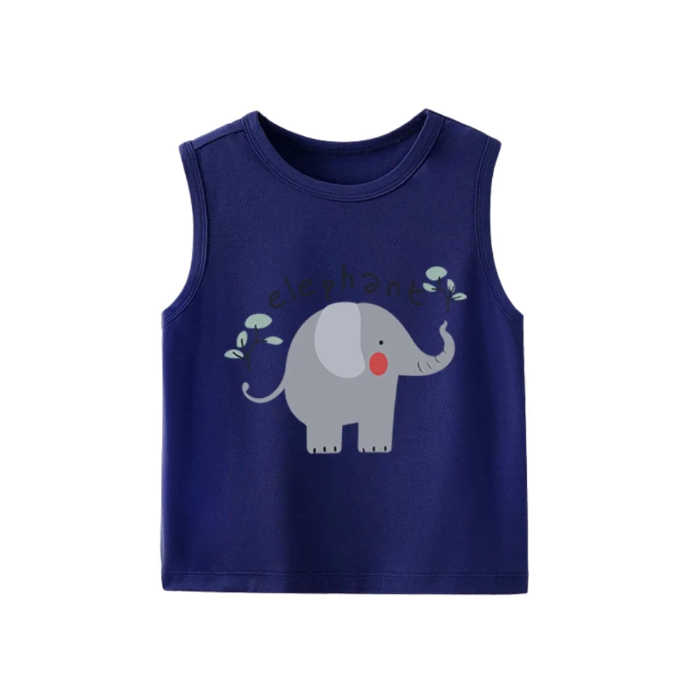 Baby Elephant Sleeveless Vest – Soft Cotton Tank Top for Boys & Girls (6-36M)    Mimou Babywear