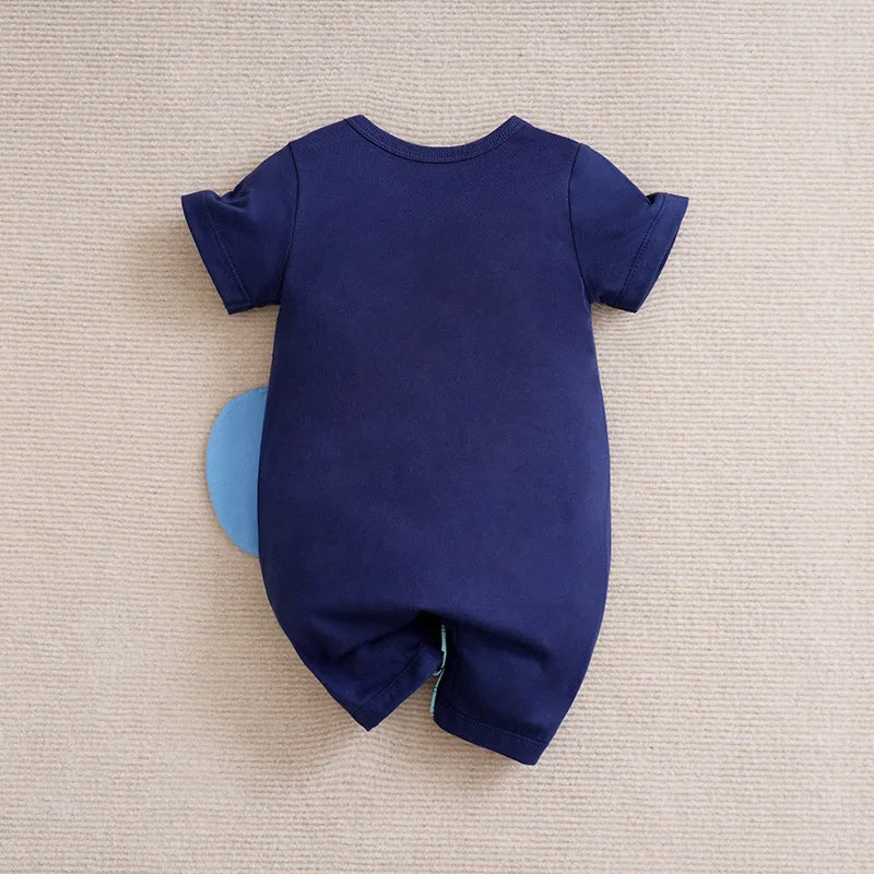 Baby Elephant Splashing Short Sleeve Romper – Soft Cotton Summer Bodysuit (3–18M)    Mimou Babywear