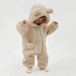 Baby Fleece Hooded Jumpsuit – Cozy Bear One-Piece (0-24M)    Mimou Babywear