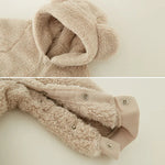 Baby Fleece Hooded Jumpsuit – Cozy Bear One-Piece (0-24M)    Mimou Babywear