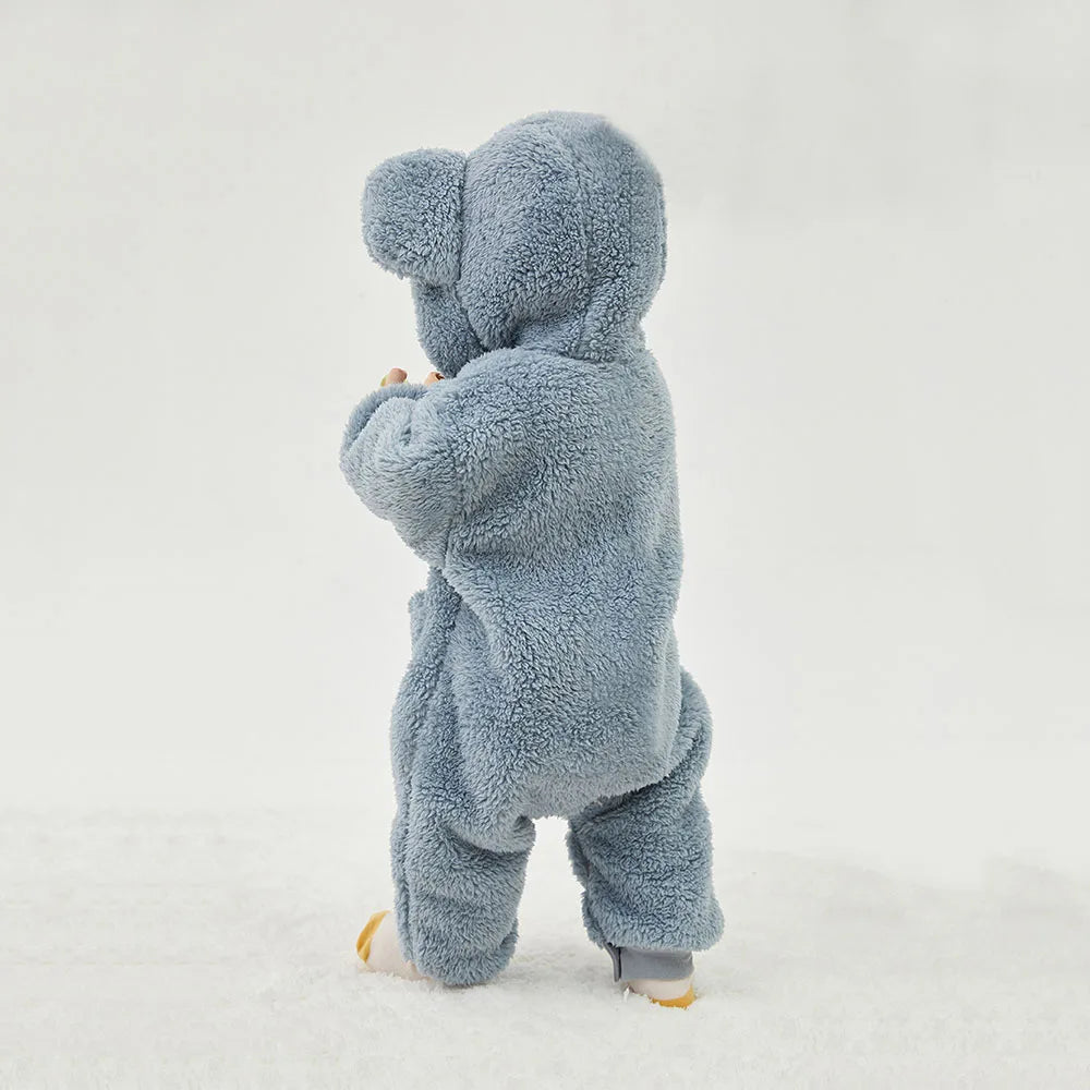 Baby Fleece Hooded Jumpsuit – Cozy Bear One-Piece (0-24M)    Mimou Babywear