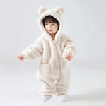 Baby Fleece Hooded Jumpsuit – Cozy Bear One-Piece (0-24M)    Mimou Babywear