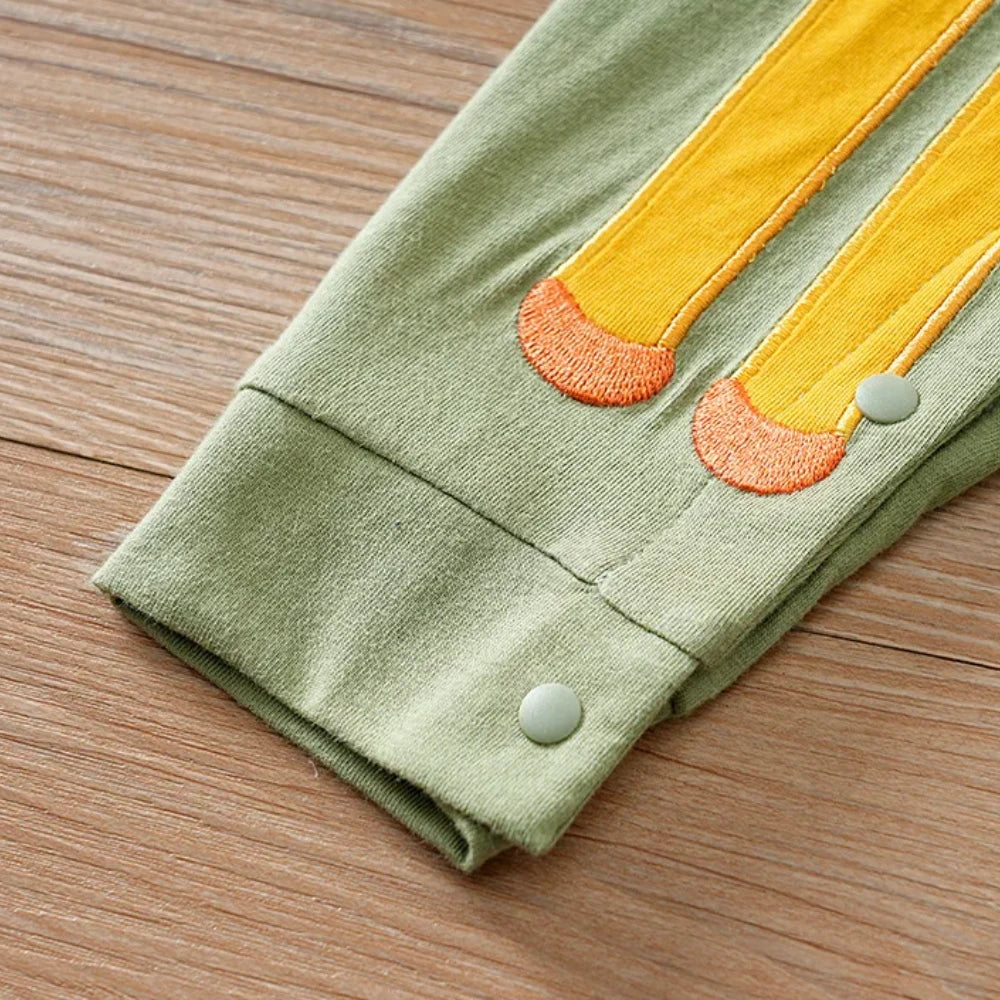 Baby Giraffe Cotton Romper – Long Sleeve One-Piece Outfit (0-18M)    Mimou Babywear