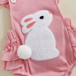 Baby Girl Bunny Romper with Headband – Soft Ruffle Summer Outfit (0–24M)    Mimou Babywear