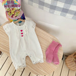 Baby Girl Cotton Lace Romper – Korean Style Summer Outfit    Mimou Babywear