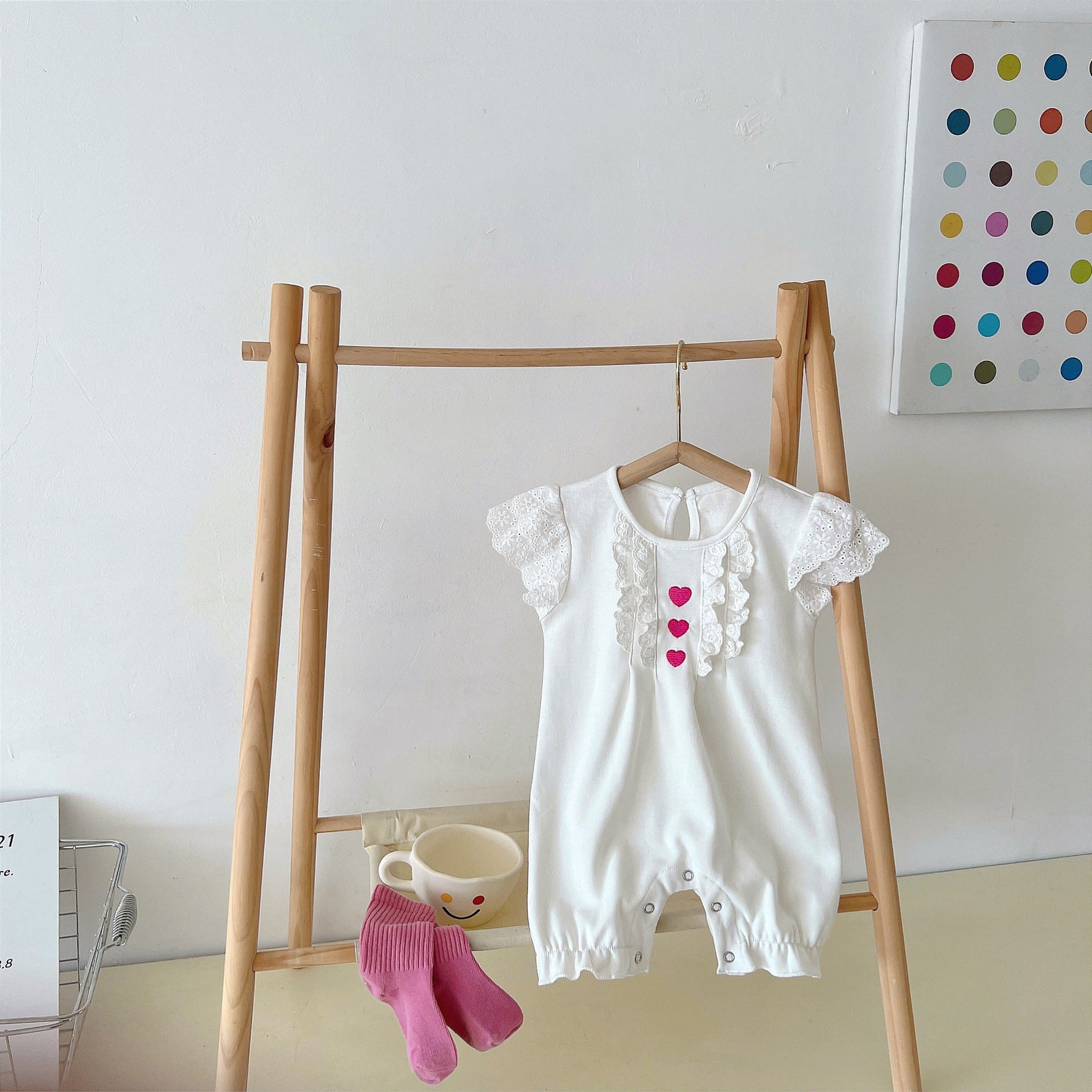 Baby Girl Cotton Lace Romper – Korean Style Summer Outfit   100CM Mimou Babywear