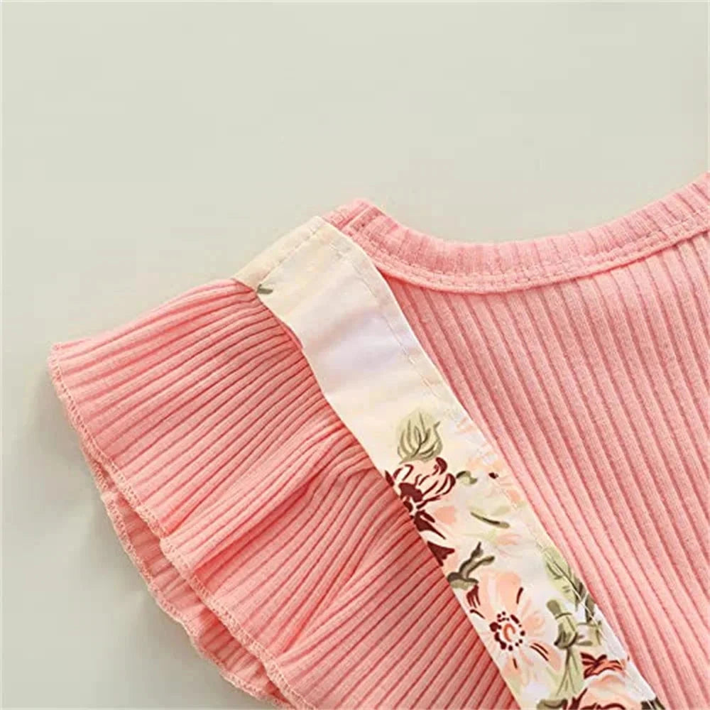 Baby Girl Floral Romper Dress Set with Headband (0–18M)    Mimou Babywear