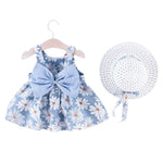 Baby Girl Floral Summer Dress with Bow & Matching Hat (9–36M)    Mimou Babywear
