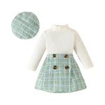 Baby Girl Knit Set with Plaid Skirt & Hat   green / 2-3Y Mimou Babywear