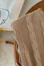 Baby Girl Knitted Cotton Vest – Soft Sleeveless Layer for Spring & Autumn    Mimou Babywear