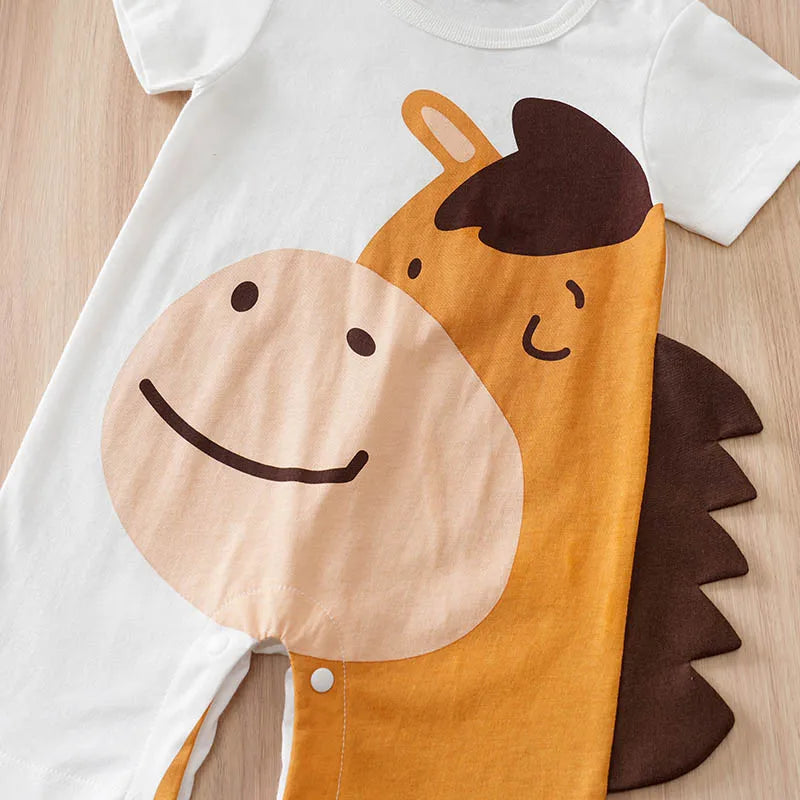 Baby Horse Romper – Soft Cotton Short Sleeve Bodysuit for Newborns & Infants (3–24M)    Mimou Babywear