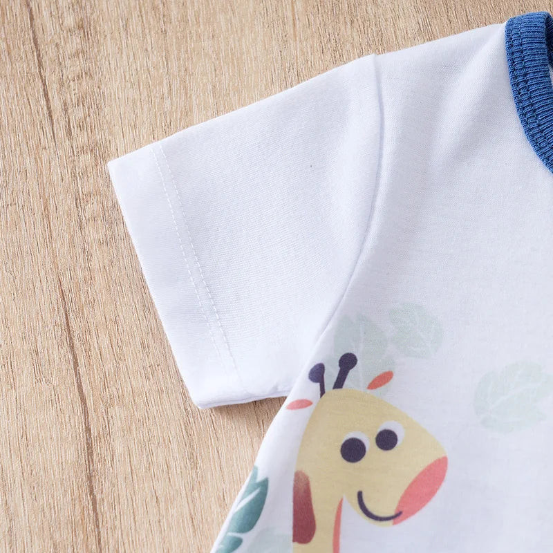 Baby Jungle Animals Romper – Soft Cotton Short Sleeve Bodysuit (3–24M)    Mimou Babywear