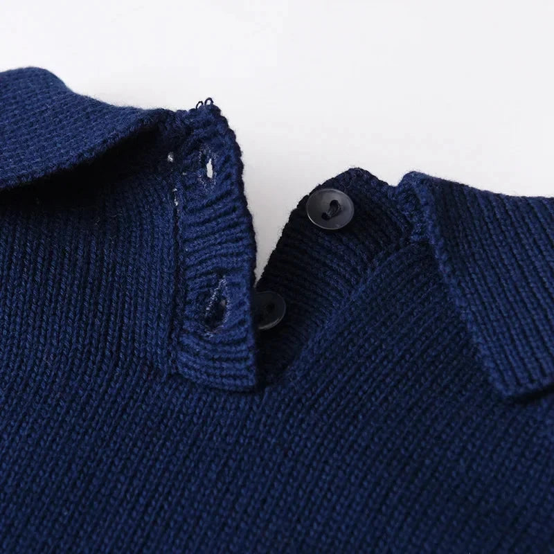 Baby Knit Cotton Set with Collar Pullover & Pants – Long Sleeve Infant Outfit (3-24M)