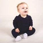 Baby Knit Cotton Set with Collar Pullover & Pants – Long Sleeve Infant Outfit (3-24M)    Mimou Babywear
