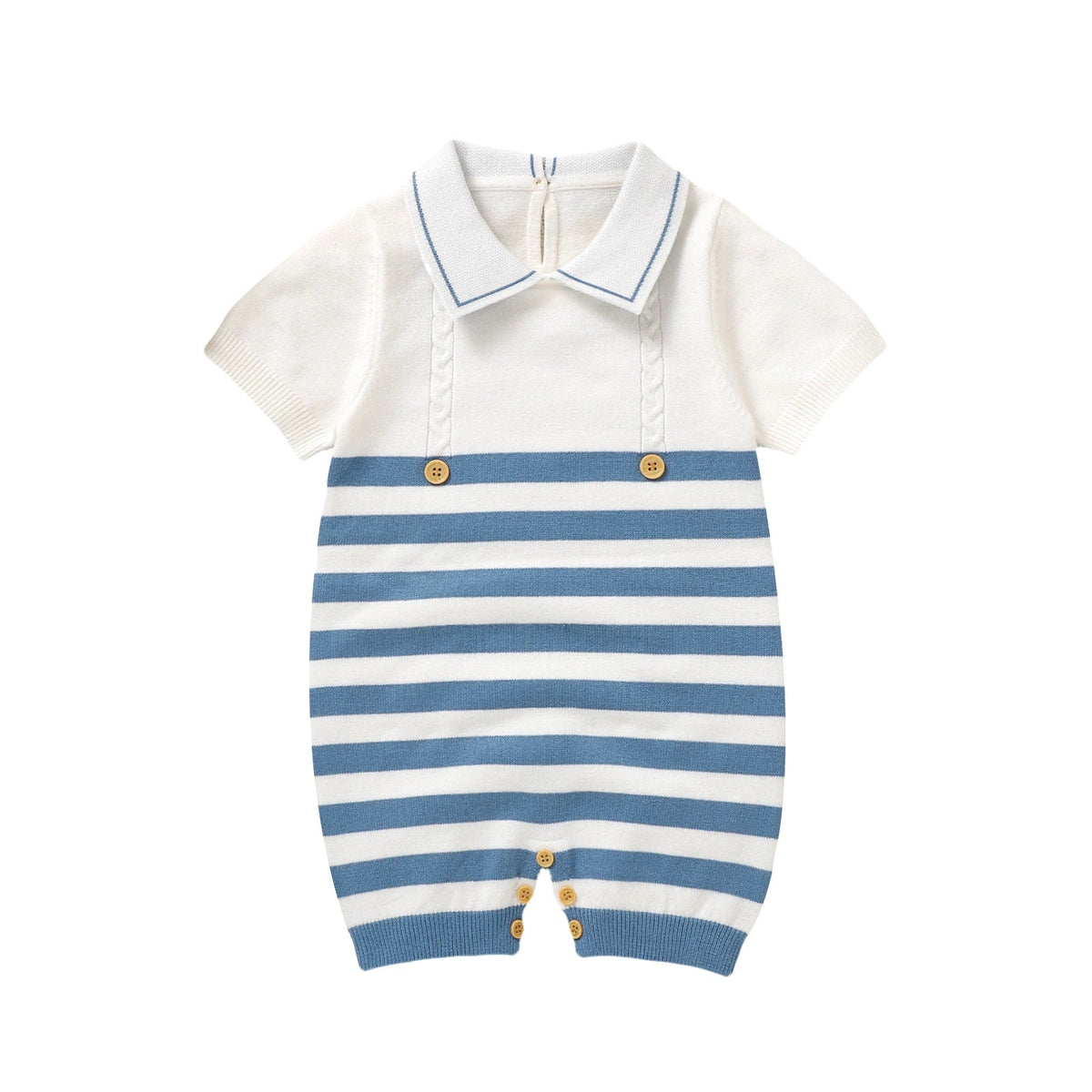 Baby Knit Romper with Collar – Soft Breathable Summer Outfit (0–24M)    Mimou Babywear