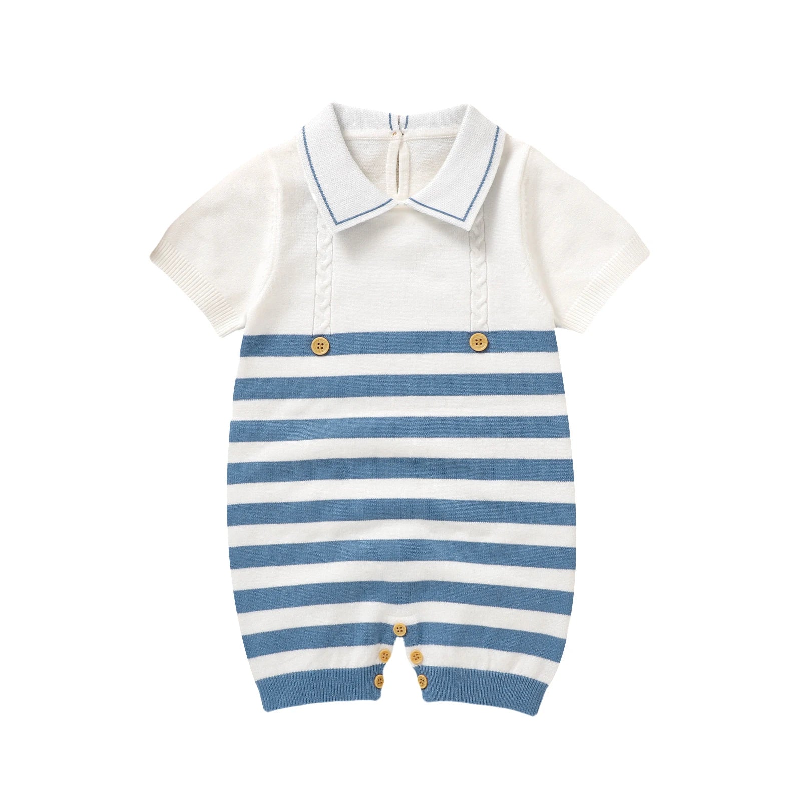 Baby Knit Romper with Collar – Soft Breathable Summer Outfit (0–24M)    Mimou Babywear