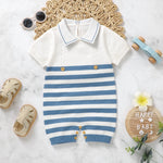 Baby Knit Romper with Collar – Soft Breathable Summer Outfit (0–24M)    Mimou Babywear