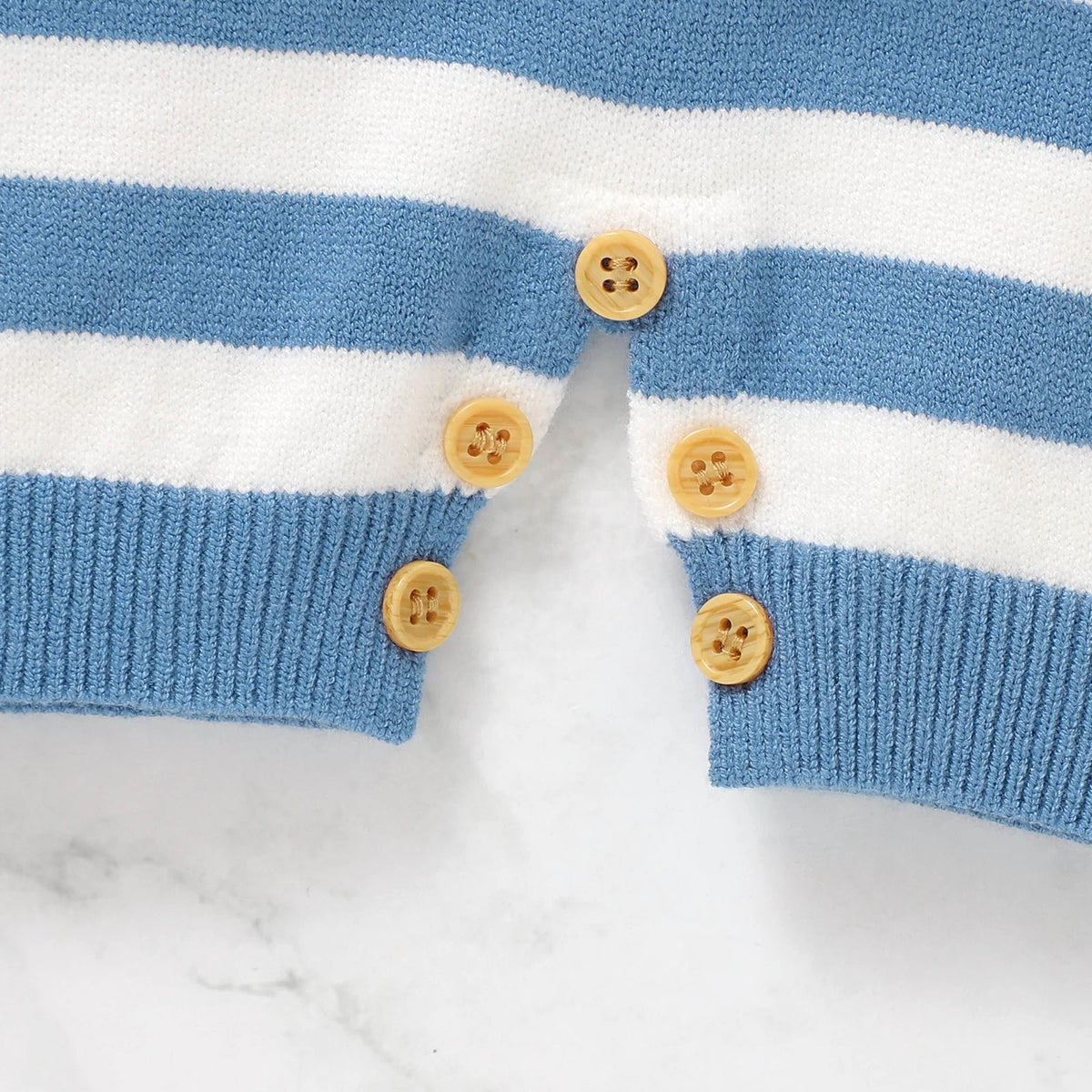 Baby Knit Romper with Collar – Soft Breathable Summer Outfit (0–24M)    Mimou Babywear