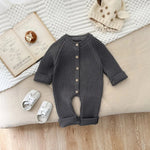 Baby Knitted Thick Romper – Soft Cotton Autumn & Winter Jumpsuit (Unisex)   GRAY / 24M Mimou Babywear