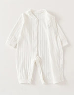 Baby Long-Sleeve Cotton Romper – Soft Unisex Striped One-Piece    Mimou Babywear
