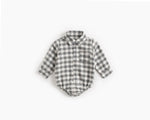 Baby Plaid Shirt Bodysuit – Long Sleeve Button-Down (0–36M)    Mimou Babywear