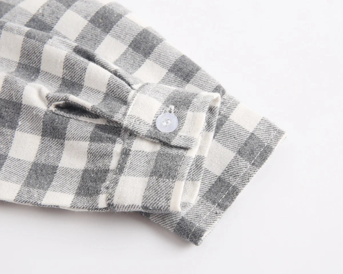 Baby Plaid Shirt Bodysuit – Long Sleeve Button-Down (0–36M)    Mimou Babywear