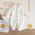 Baby Plush Winter Romper – Soft Knitted Long-Sleeve One-Piece for Cozy Cold Days   White / 90cm Mimou Babywear