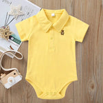 Baby Polo Romper – Soft Cotton Short Sleeve Bodysuit (0–12M)    Mimou Babywear