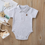 Baby Polo Romper – Soft Cotton Short Sleeve Bodysuit (0–12M)    Mimou Babywear
