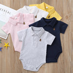Baby Polo Romper – Soft Cotton Short Sleeve Bodysuit (0–12M)    Mimou Babywear