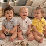 Baby Polo Romper – Soft Cotton Short Sleeve Bodysuit (0–12M)    Mimou Babywear