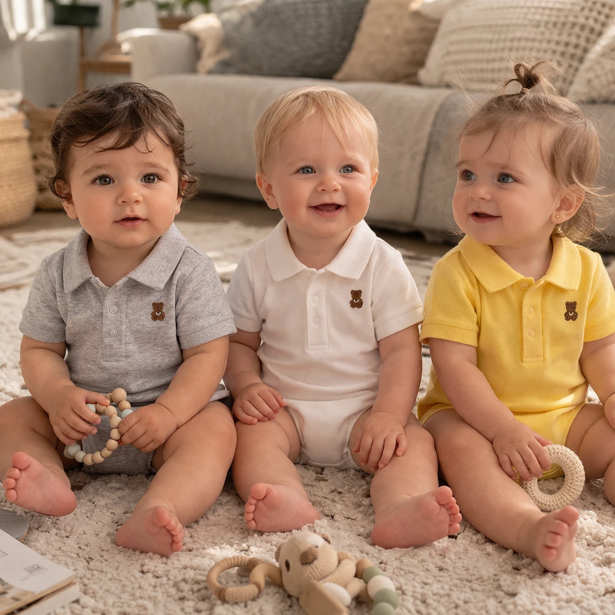 Baby Polo Romper – Soft Cotton Short Sleeve Bodysuit (0–12M)    Mimou Babywear