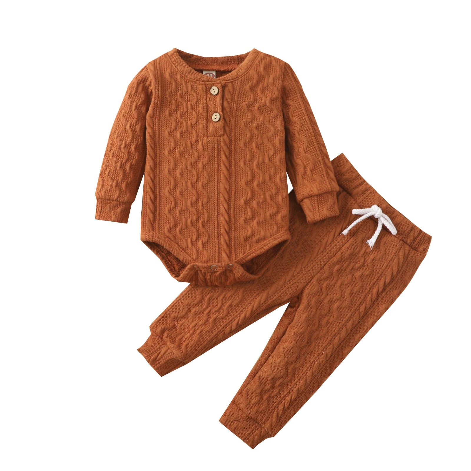 Baby Ribbed Outfit Set – Long Sleeve Top & Pants (0-24M)    Mimou Babywear