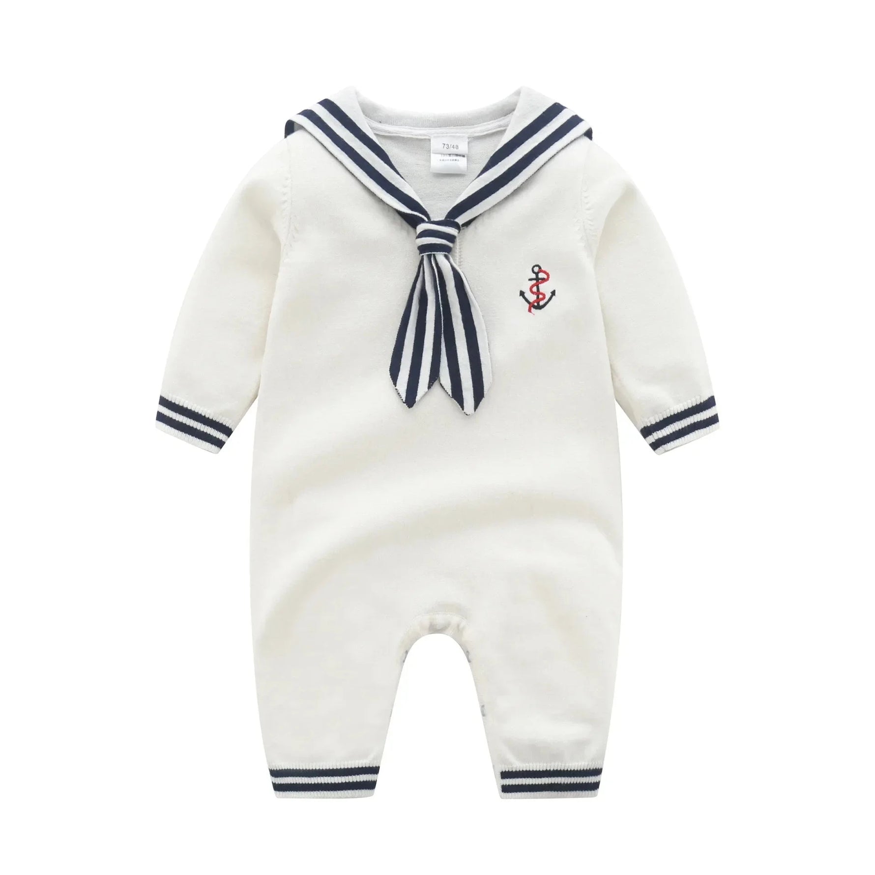 Baby Sailor Knit Romper – Long Sleeve Cotton Outfit (3–36M)    Mimou Babywear