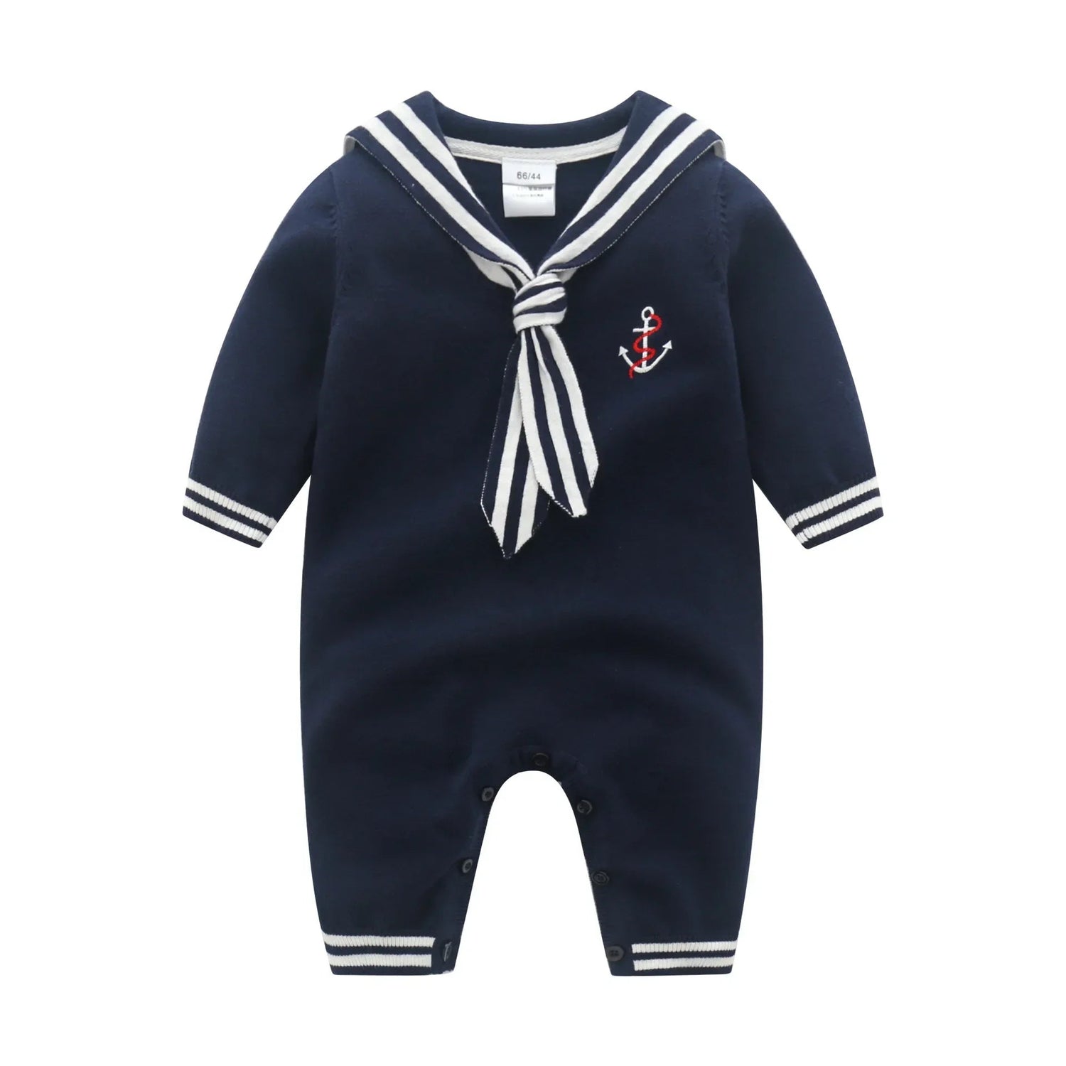 Baby Sailor Knit Romper – Long Sleeve Cotton Outfit (3–36M)    Mimou Babywear