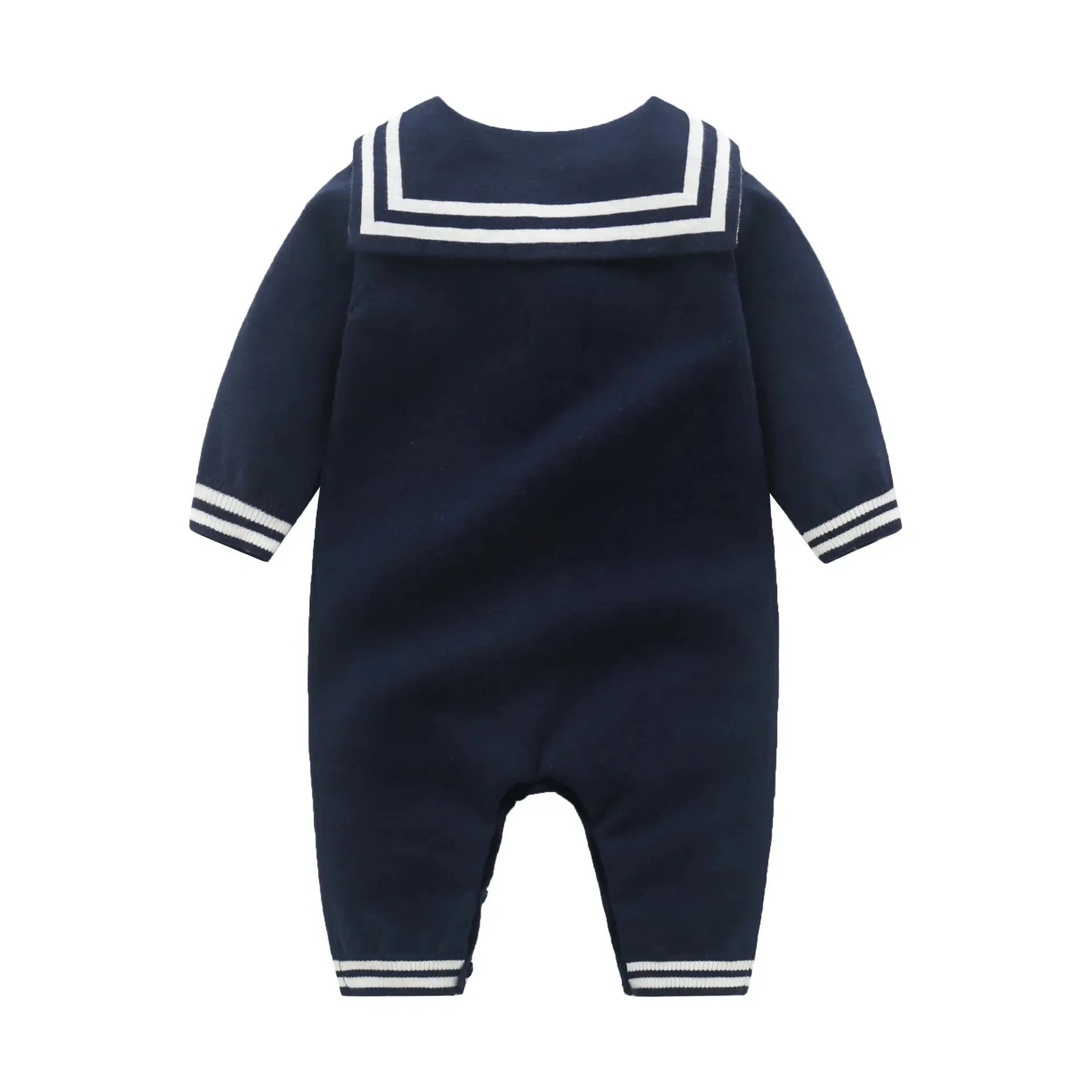 Baby Sailor Knit Romper – Long Sleeve Cotton Outfit (3–36M)    Mimou Babywear