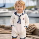 Baby Sailor Knit Romper – Long Sleeve Cotton Outfit (3–36M)    Mimou Babywear