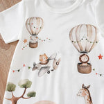 Baby Short Sleeve Romper – Animal Cartoon Print (0-18M)    Mimou Babywear