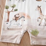 Baby Short Sleeve Romper – Animal Cartoon Print (0-18M)    Mimou Babywear
