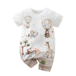 Baby Short Sleeve Romper – Animal Cartoon Print (0-18M)    Mimou Babywear