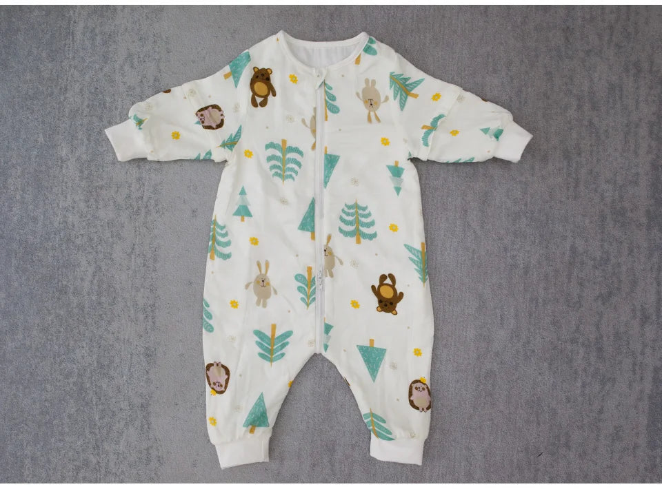 Baby Sleeping Bag with Removable Sleeves – Soft Cotton & Bamboo Fiber Wearable Blanket    Mimou Babywear