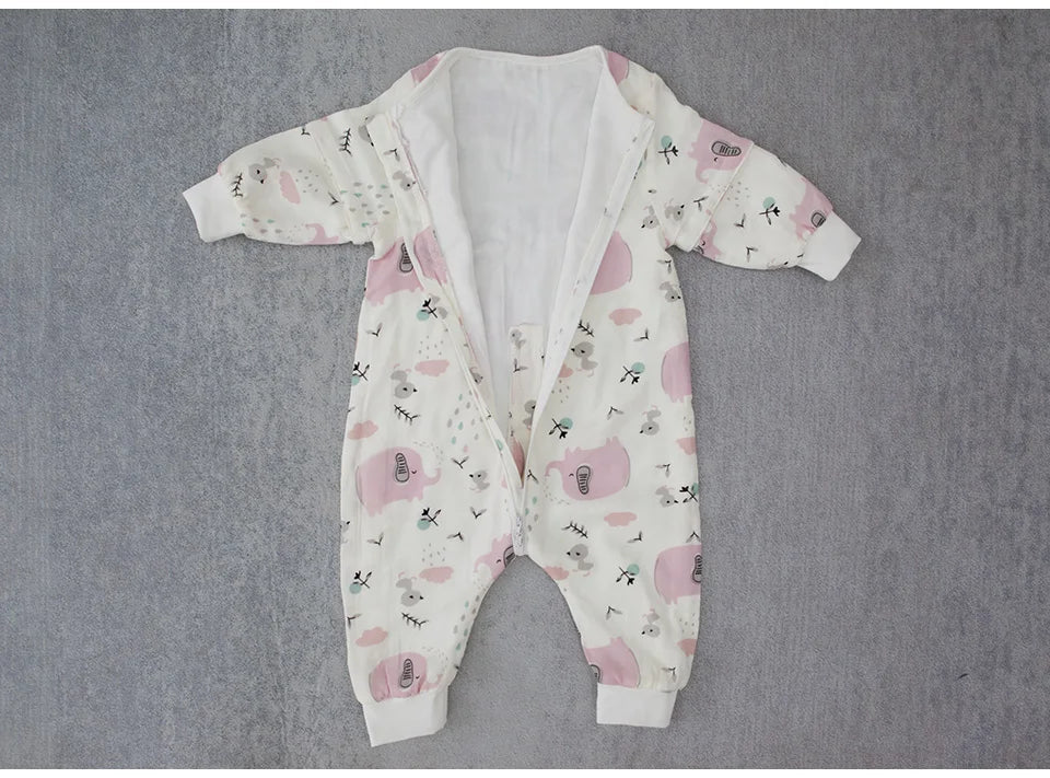 Baby Sleeping Bag with Removable Sleeves – Soft Cotton & Bamboo Fiber Wearable Blanket    Mimou Babywear