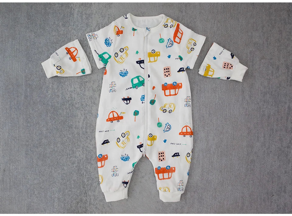 Baby Sleeping Bag with Removable Sleeves – Soft Cotton & Bamboo Fiber Wearable Blanket    Mimou Babywear