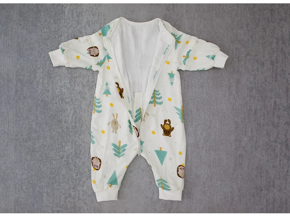 Baby Sleeping Bag with Removable Sleeves – Soft Cotton & Bamboo Fiber Wearable Blanket    Mimou Babywear